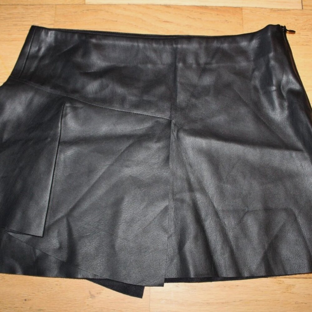 ZARA TRADALUC COLLECTION FASHION BLACK FAUX LEATHER MINI SKIRT S